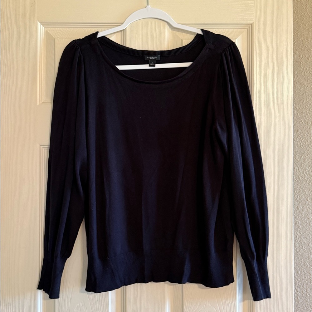 Ann Taylor Factory Black Long Sleeve Sweater Top